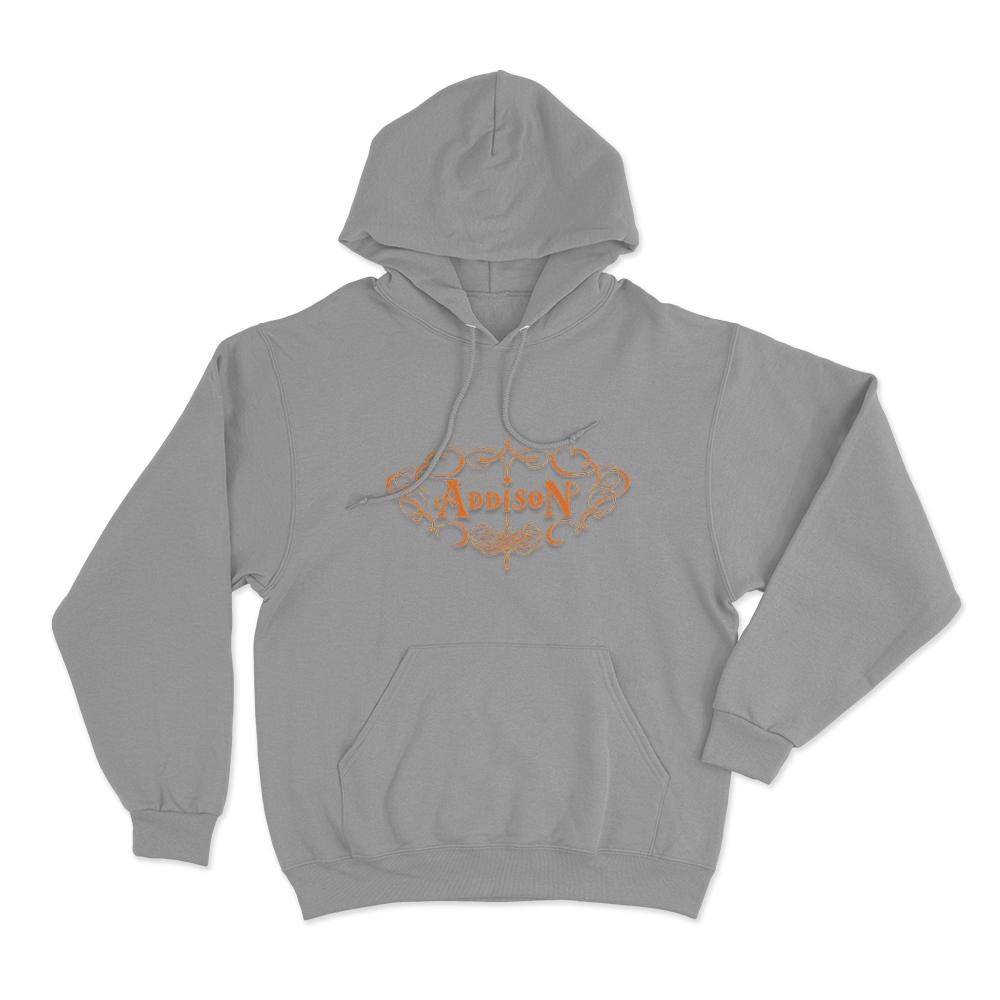 Addison Rae Orange Logo Unisex Hoodie Grey Addison Rae Orange Logo Unisex Hoodie Grey