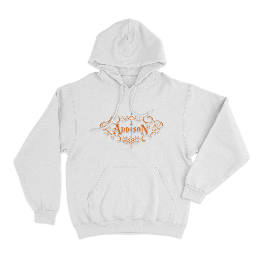 Addison Rae Orange Logo Unisex Hoodie White Addison Rae Orange Logo Unisex Hoodie White